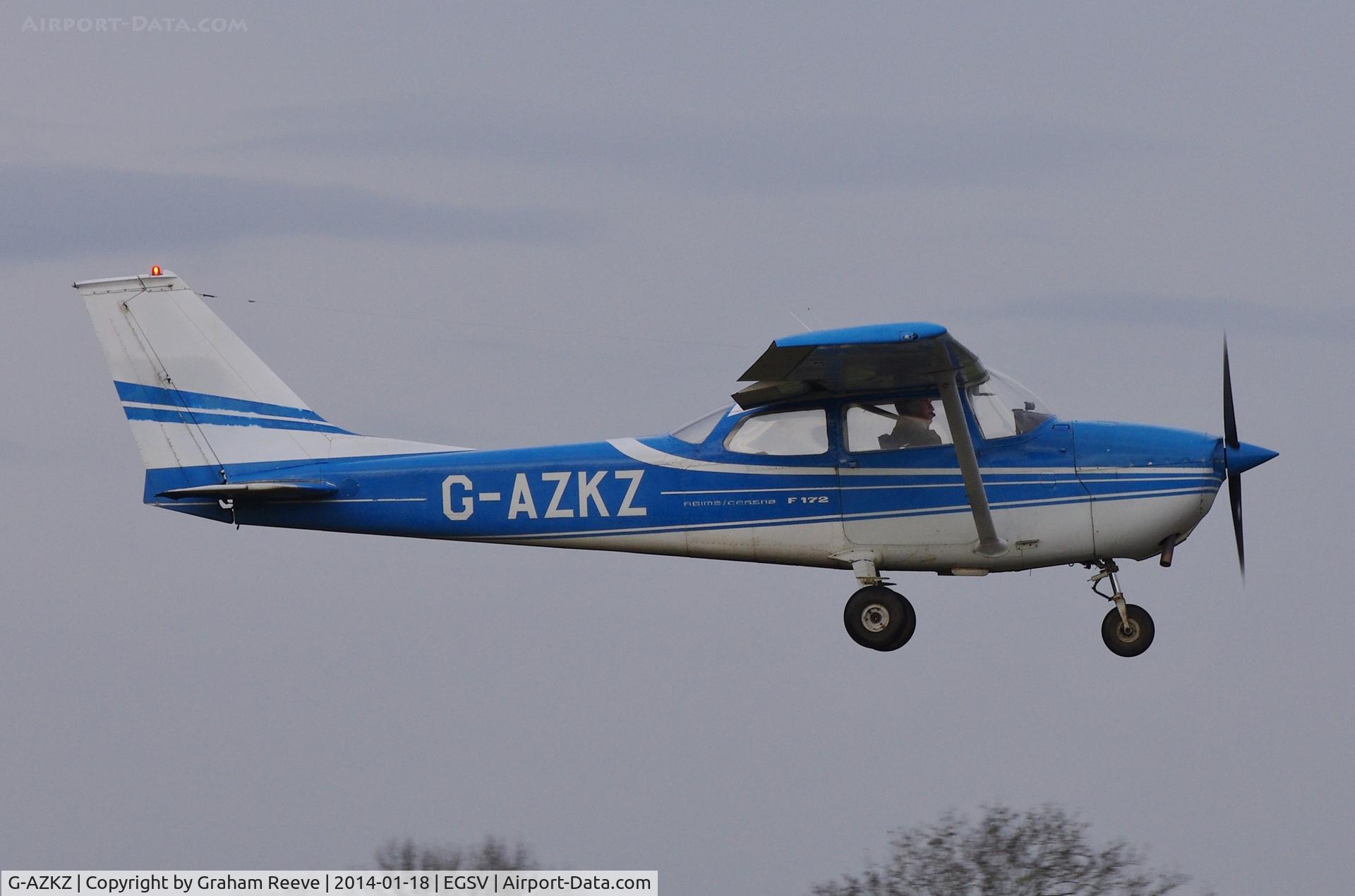 G-AZKZ, 1972 Reims F172L Skyhawk C/N 0814, Departing from Old Buckenham.