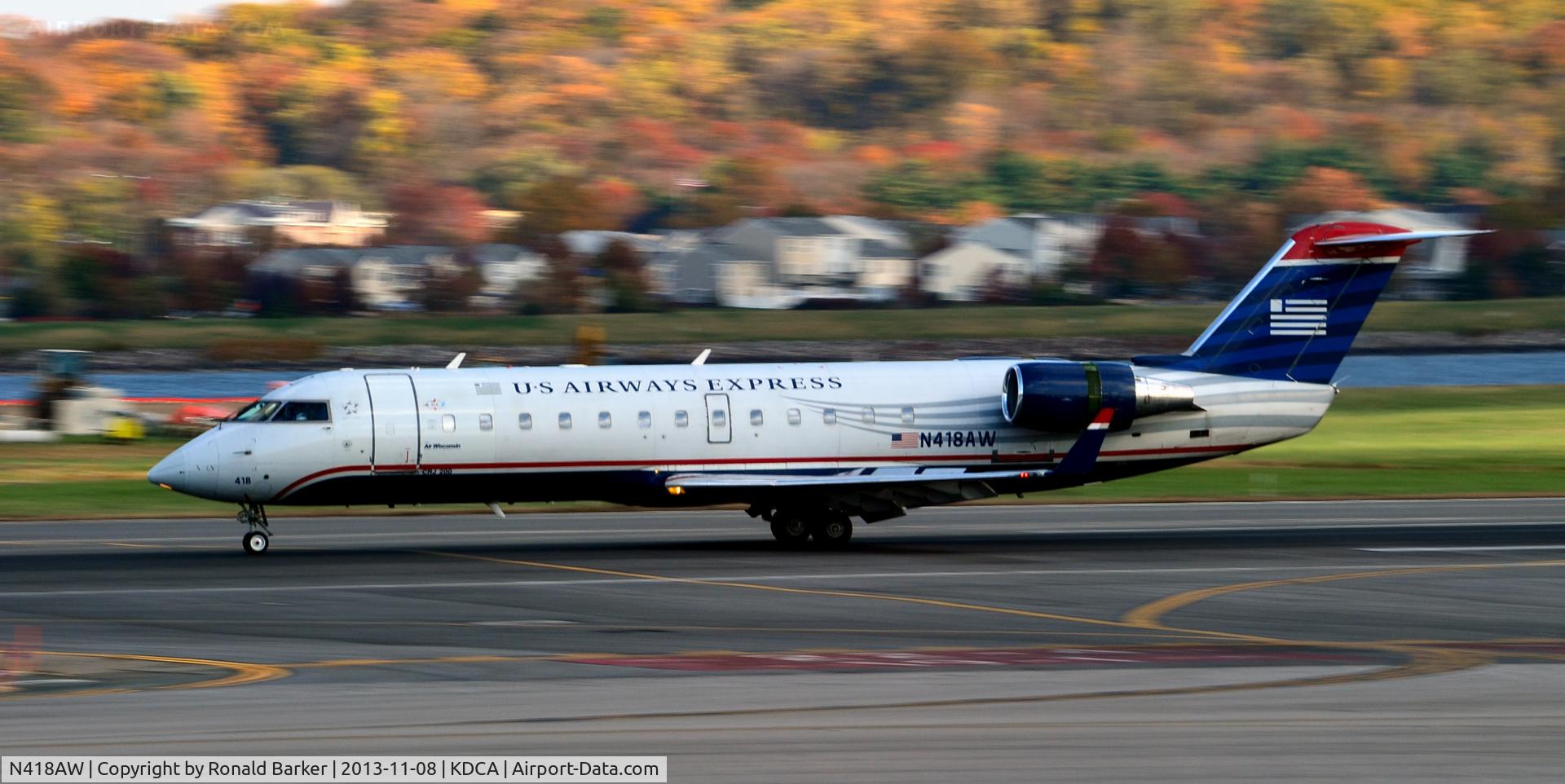 N418AW, 2002 Bombardier CRJ-200LR (CL-600-2B19) C/N 7618, Landing roll National