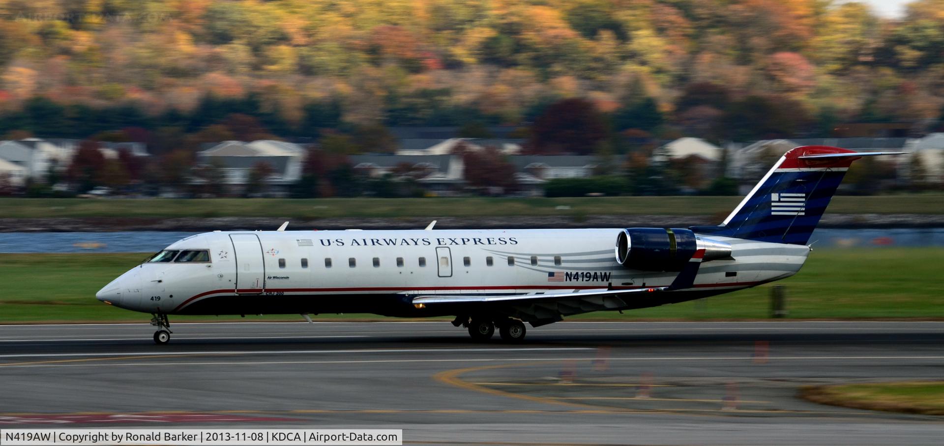N419AW, 2002 Bombardier CRJ-200LR (CL-600-2B19) C/N 7633, Landing roll National