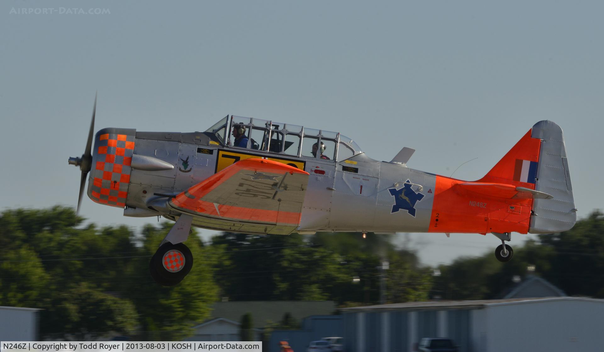 N246Z, 1946 North American AT-6B Texan C/N 88-10676, Departing Airventure 2013