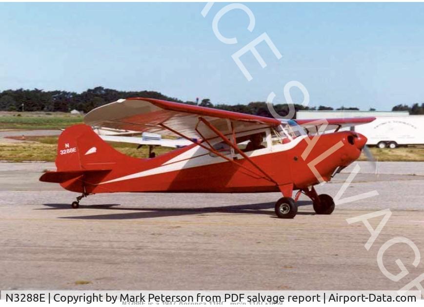 N3288E, 1947 Aeronca 11AC Chief C/N 11AC-1659, Aircraft ground looped and in salvage Jan 2014