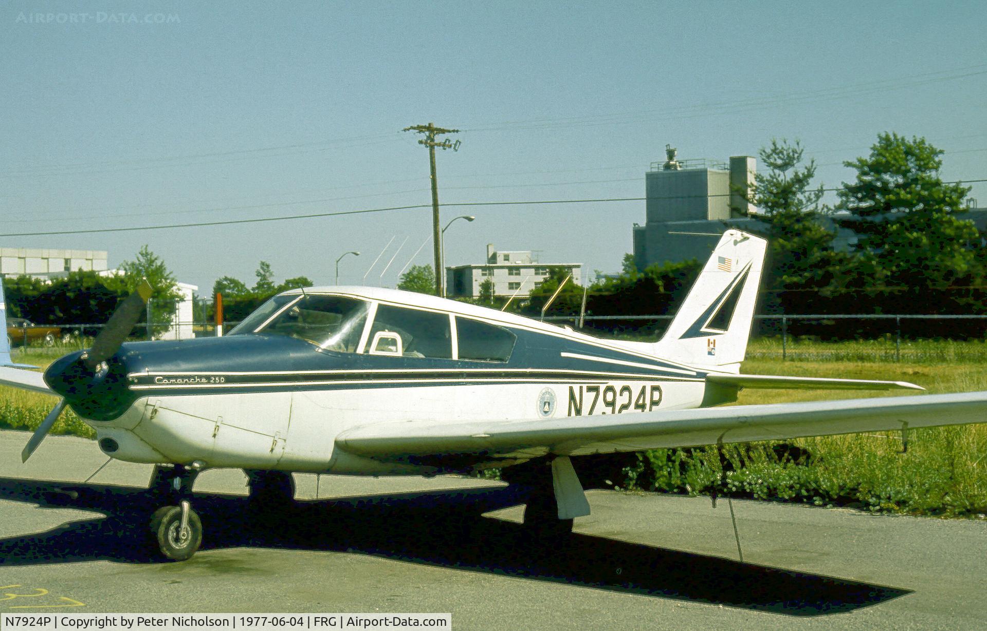 N7924P, 1962 Piper PA-24-250 Comanche C/N 24-3157, This Civil Air Patrol PA-24-250 Comanche was resident at Republic Airport on Long Island in the Summer of 1977.