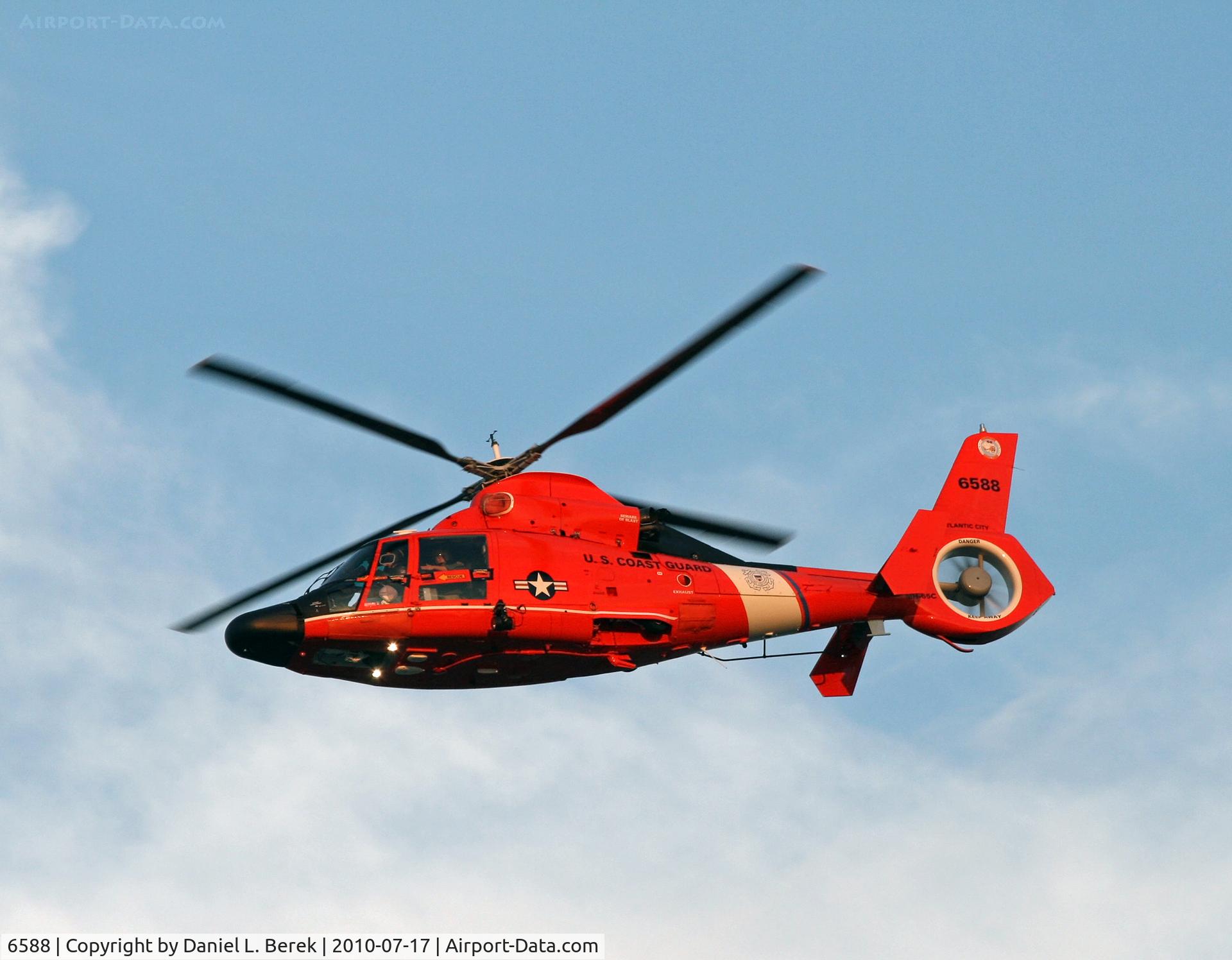 6588, Aérospatiale HH-65C Dauphin C/N 6288, This USCG helicopter dispatched to find a missing person who drowned after falling off a jetty at Point Pleasant Beach, NJ