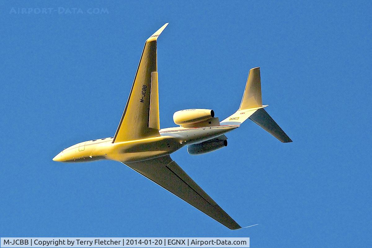 M-JCBB, 2013 Gulfstream Aerospace G650 (G-VI) C/N 6049, Last training circuit on the first day of operations - after being delivered to JCB the previous day at East Midlands Airport