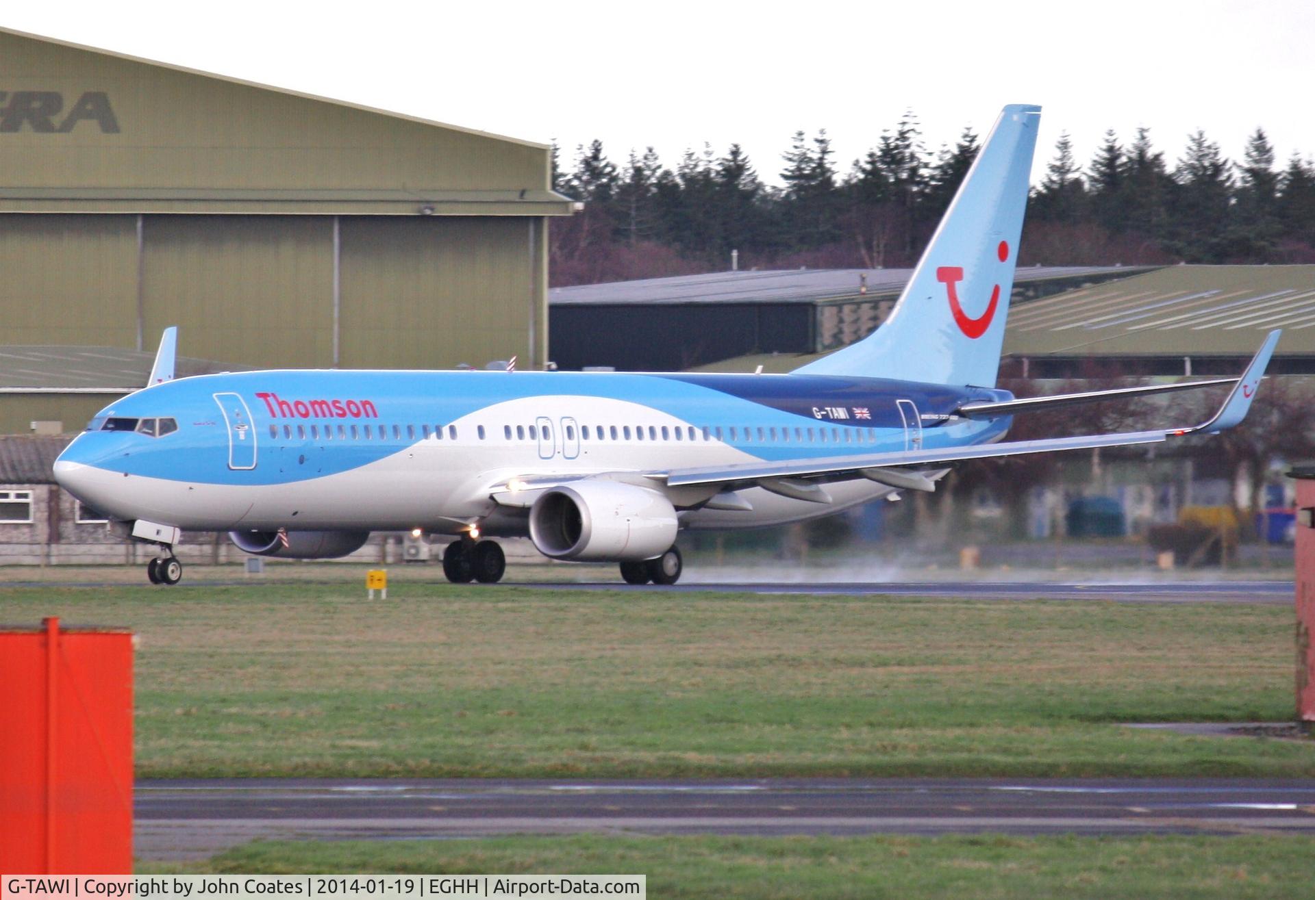 G-TAWI, 2012 Boeing 737-8K5 C/N 37267, Departing down 26 in new colours