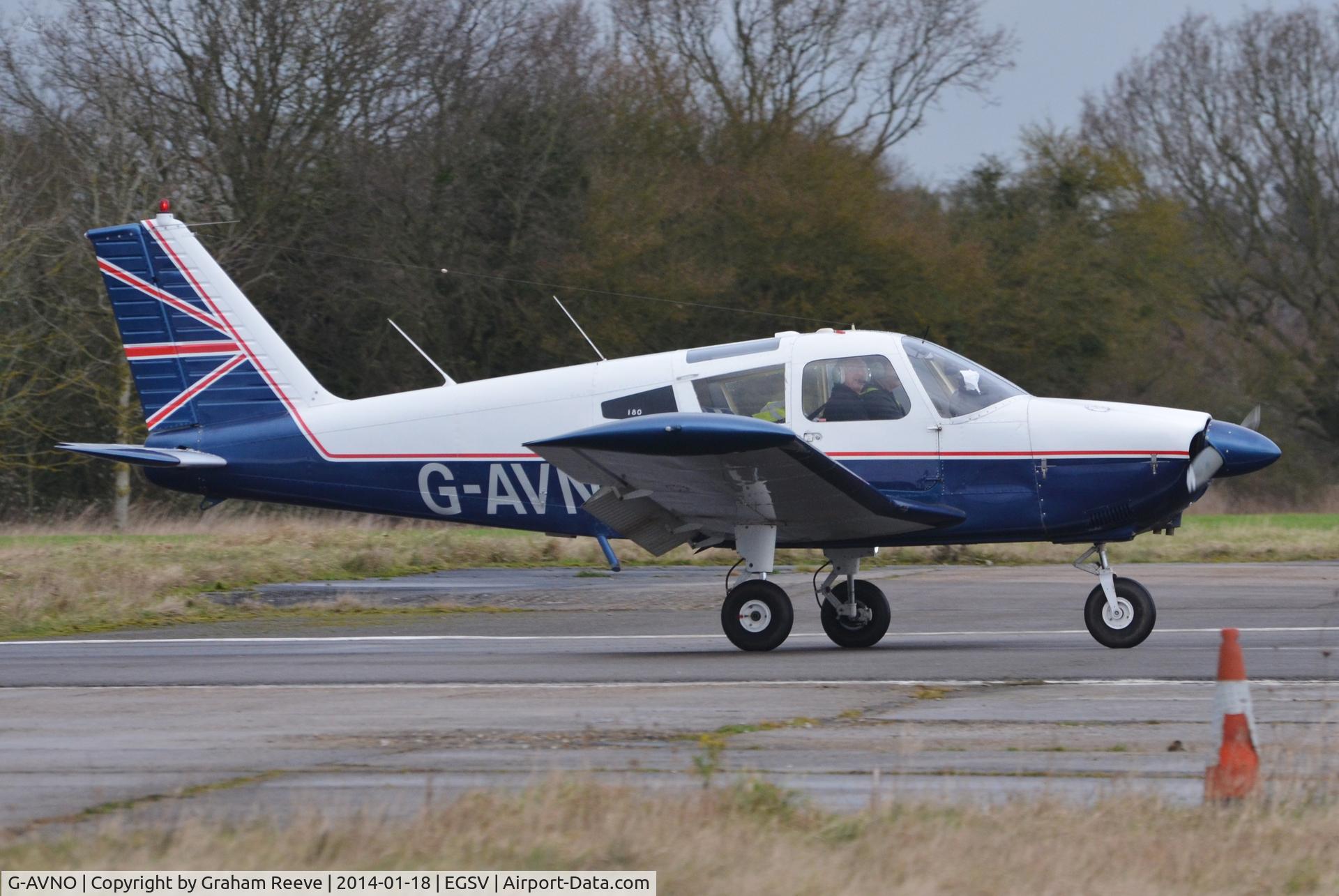 G-AVNO, 1967 Piper PA-28-180 Cherokee C/N 28-4105, Just landed.