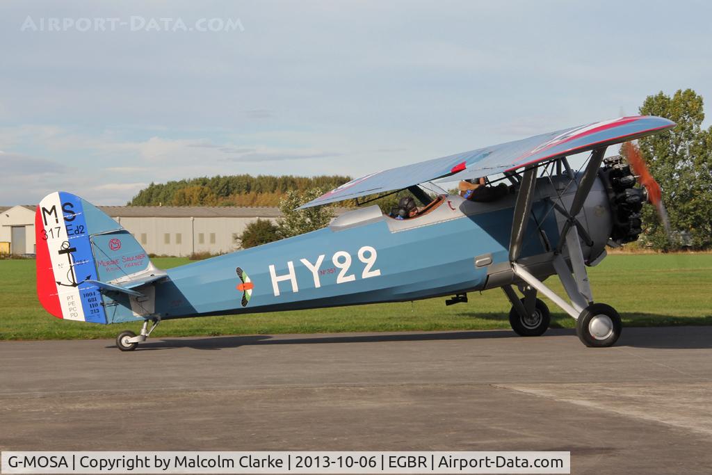 G-MOSA, 1952 Morane-Saulnier MS.317 C/N 351, Morane-Saulnier MS.317 at The Real Aeroplane Club's Pre-Hibernation Fly-In, Breighton Airfield, October 2013.