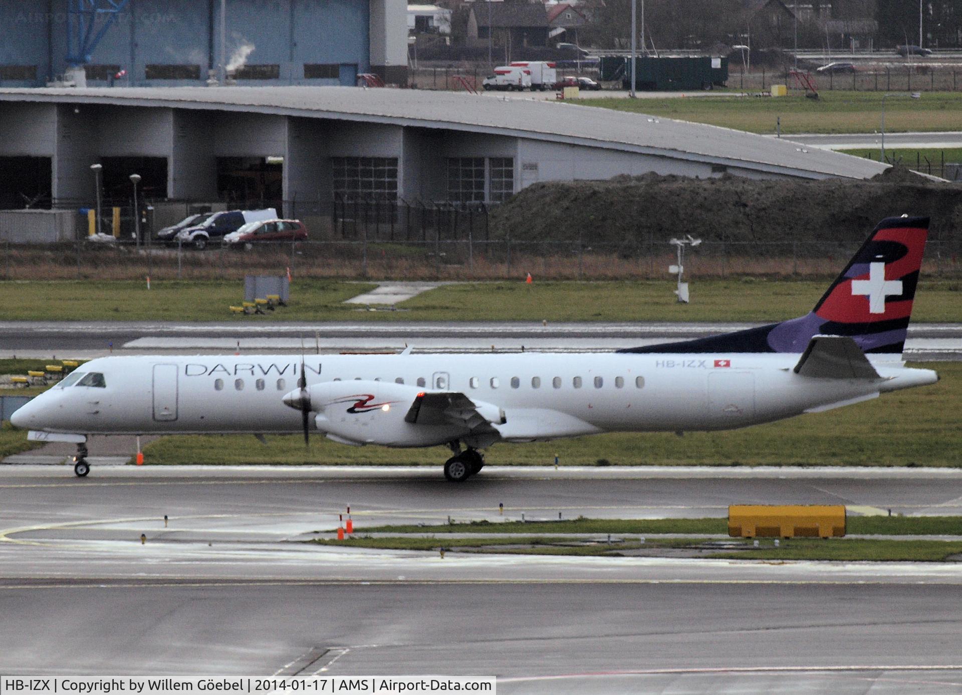 HB-IZX, 1996 Saab 2000 C/N 2000-041, Taxi to runway L18 of Schiphol Airport