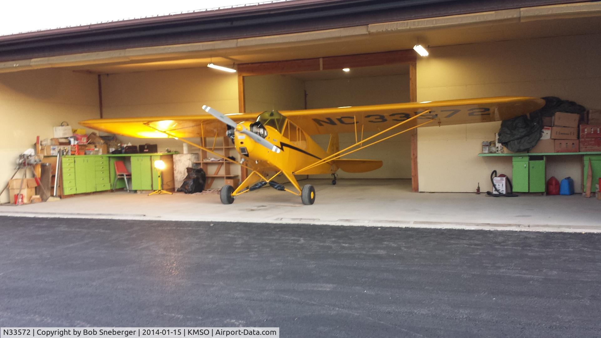 N33572, 1945 Piper J3C-65 Cub C/N 14049, Home in the Hanger in Missoula.  Jan 2014