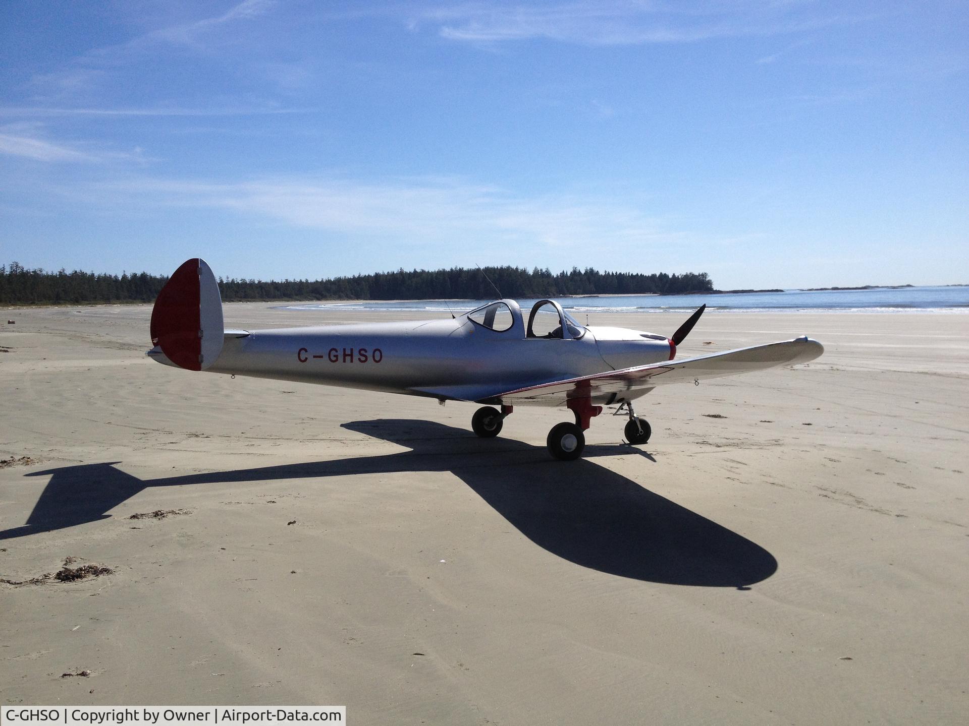 C-GHSO, 2005 Erco 415X Ercoupe Replica C/N 04090101, Ercoupe C-GHSO on the beach, Vargas island,British Columbia