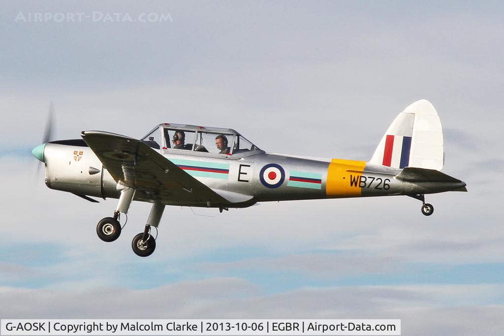 G-AOSK, 1950 De Havilland DHC-1 Chipmunk 22A C/N C1/0178, De Havilland DHC-1 Chipmunk 22A at The Real Aeroplane Club's Pre-Hibernation Fly-In, Breighton Airfield, October 2013.