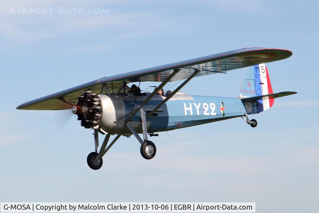 G-MOSA, 1952 Morane-Saulnier MS.317 C/N 351, Morane-Saulnier MS.317 at The Real Aeroplane Club's Pre-Hibernation Fly-In, Breighton Airfield, October 2013.