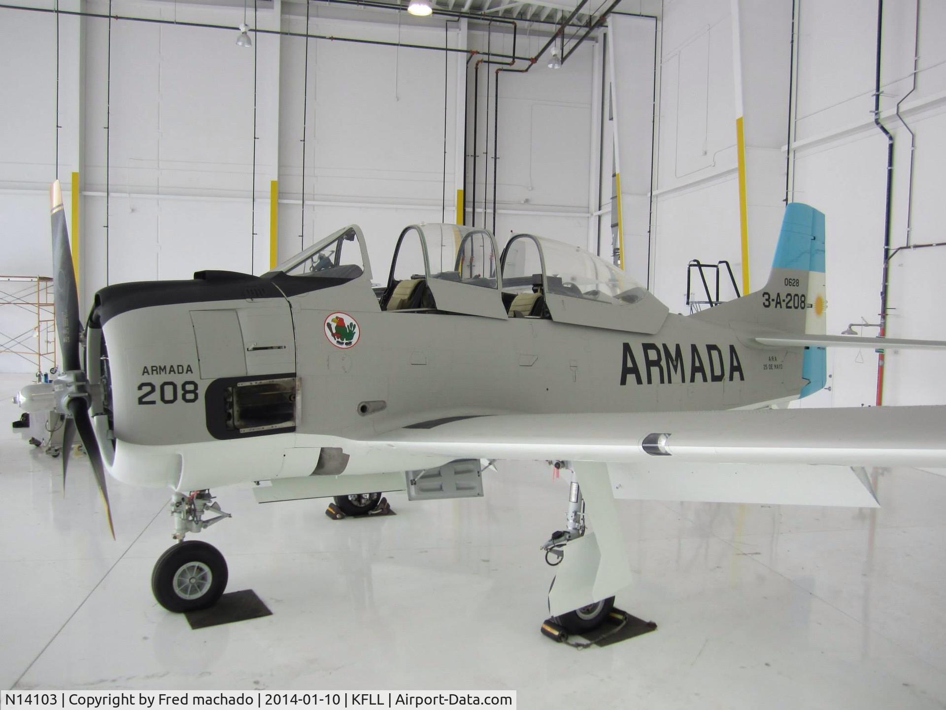 N14103, 1951 North American T-28B Trojan C/N 174-108, Property of mr Fred machado (south aviation) in Fort Lauderdale 
And exprot to Argentina
