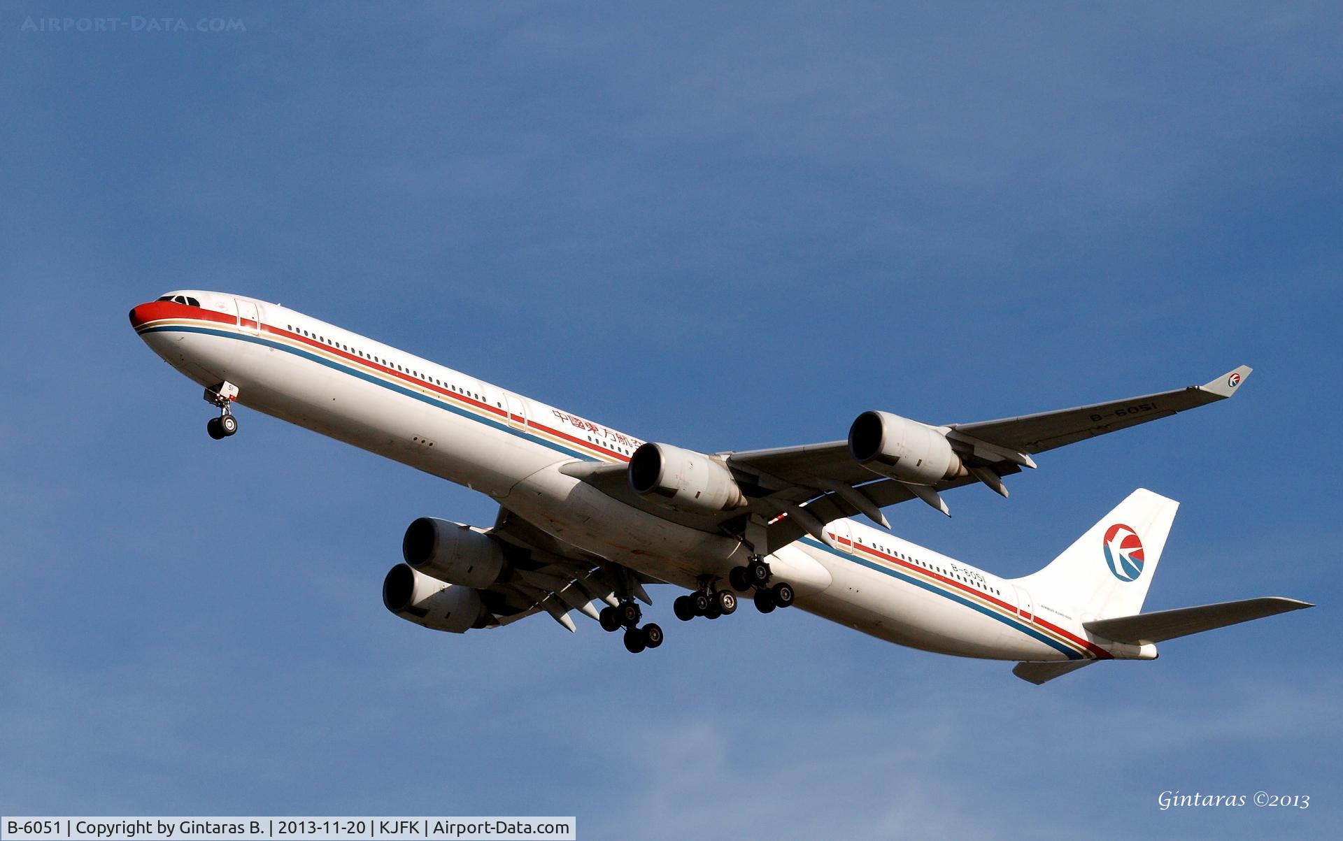 B-6051, 2003 Airbus A340-642 C/N 488, Going to a landing on RWY 31R, JFK