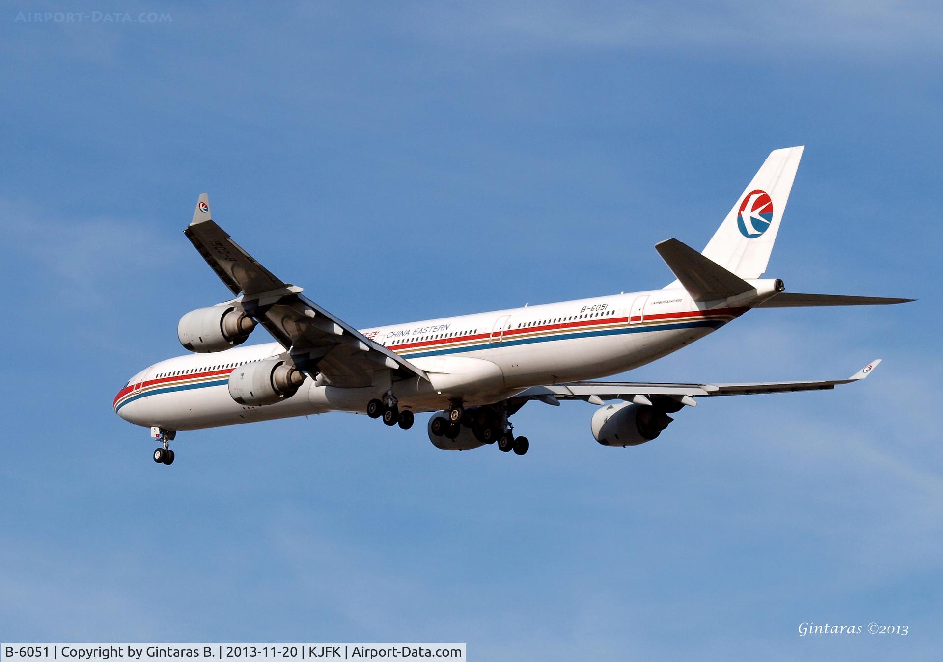 B-6051, 2003 Airbus A340-642 C/N 488, Going to a landing on RWY 31R, JFK