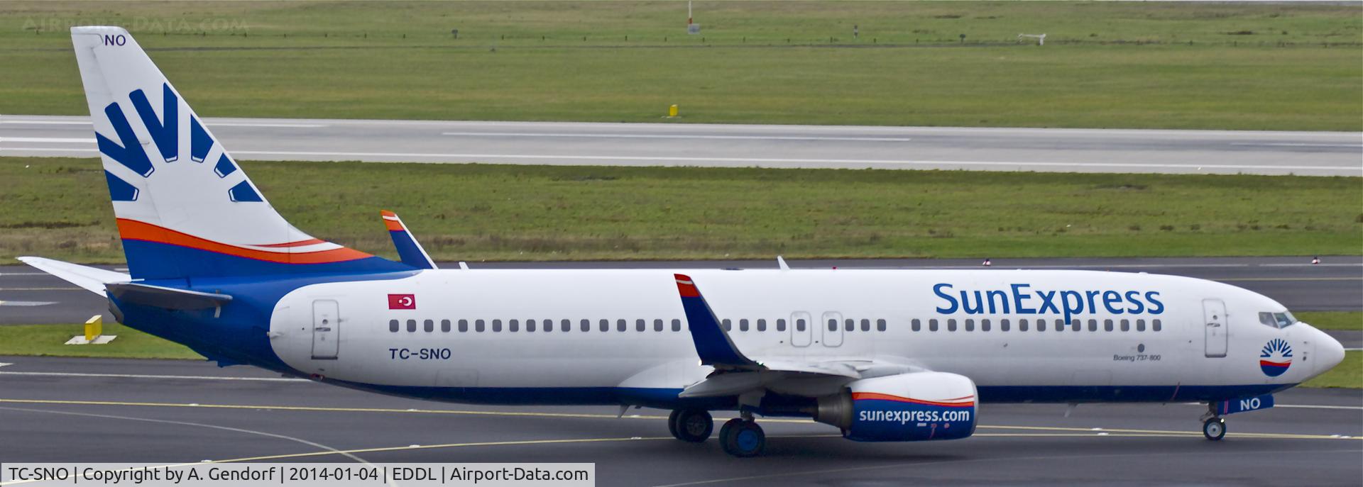 TC-SNO, 2010 Boeing 737-8HC C/N 40776, Sun Express, is here taxiing to RWY 23L for departure at Düsseldorf Int'l(EDDL)
