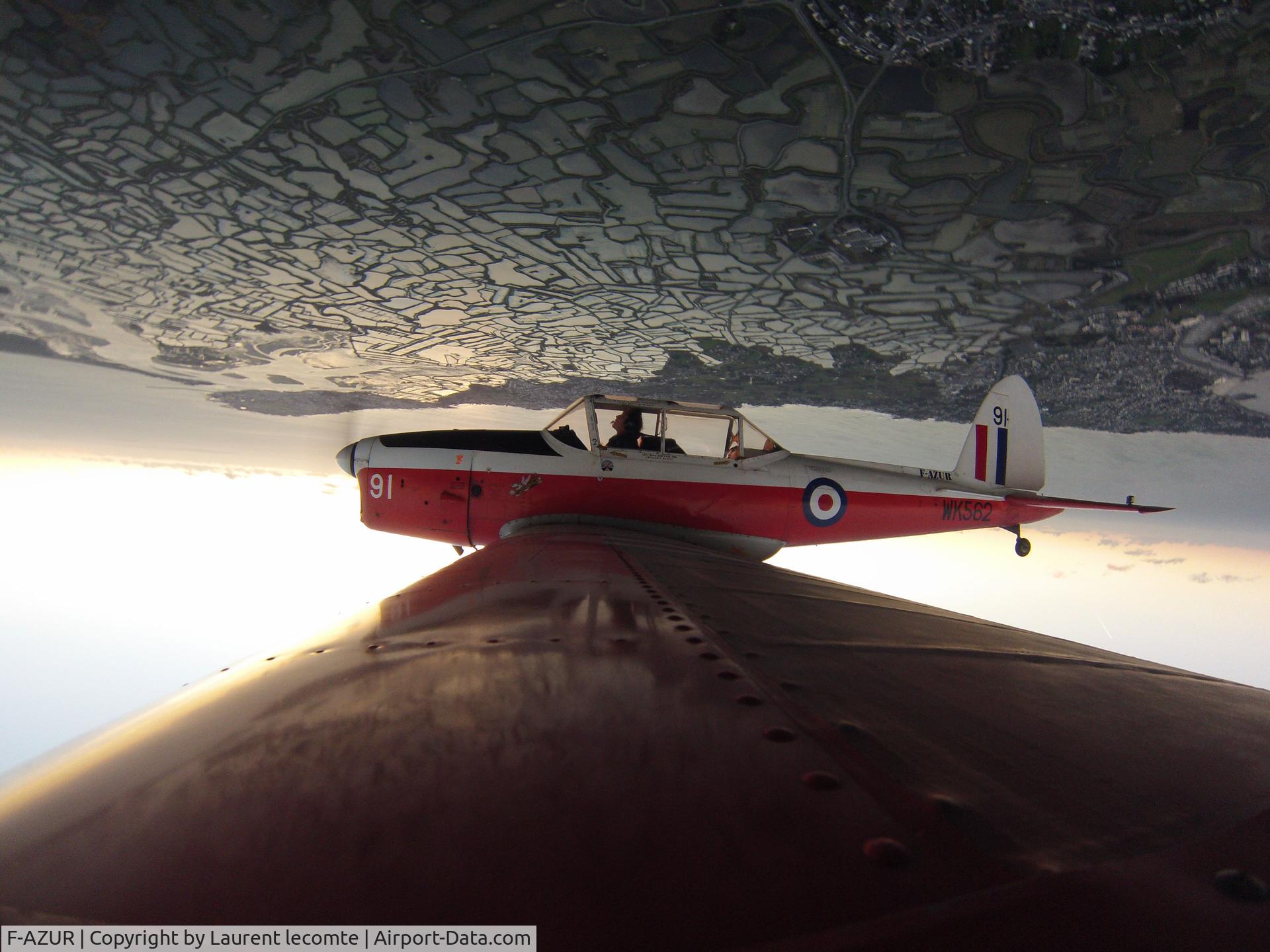 F-AZUR, De Havilland DHC-1 Chipmunk T.10 C/N C1/0580, inverted over Guerande salt pans...