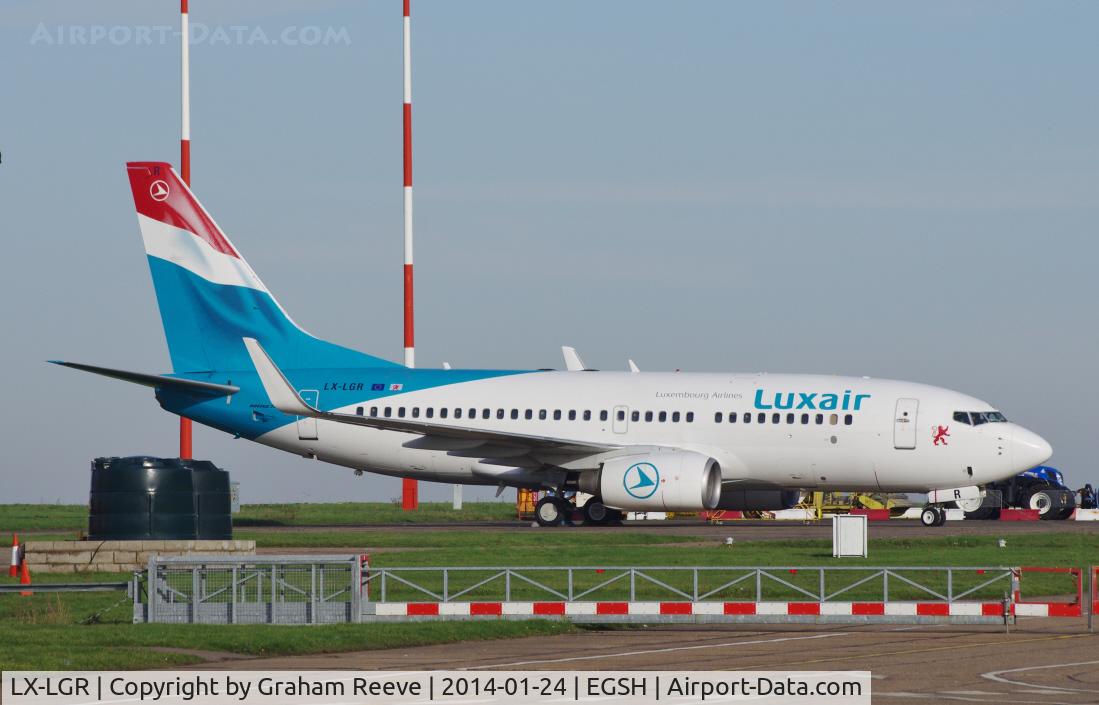 LX-LGR, 2004 Boeing 737-7C9 C/N 33803, Parked at Norwich.