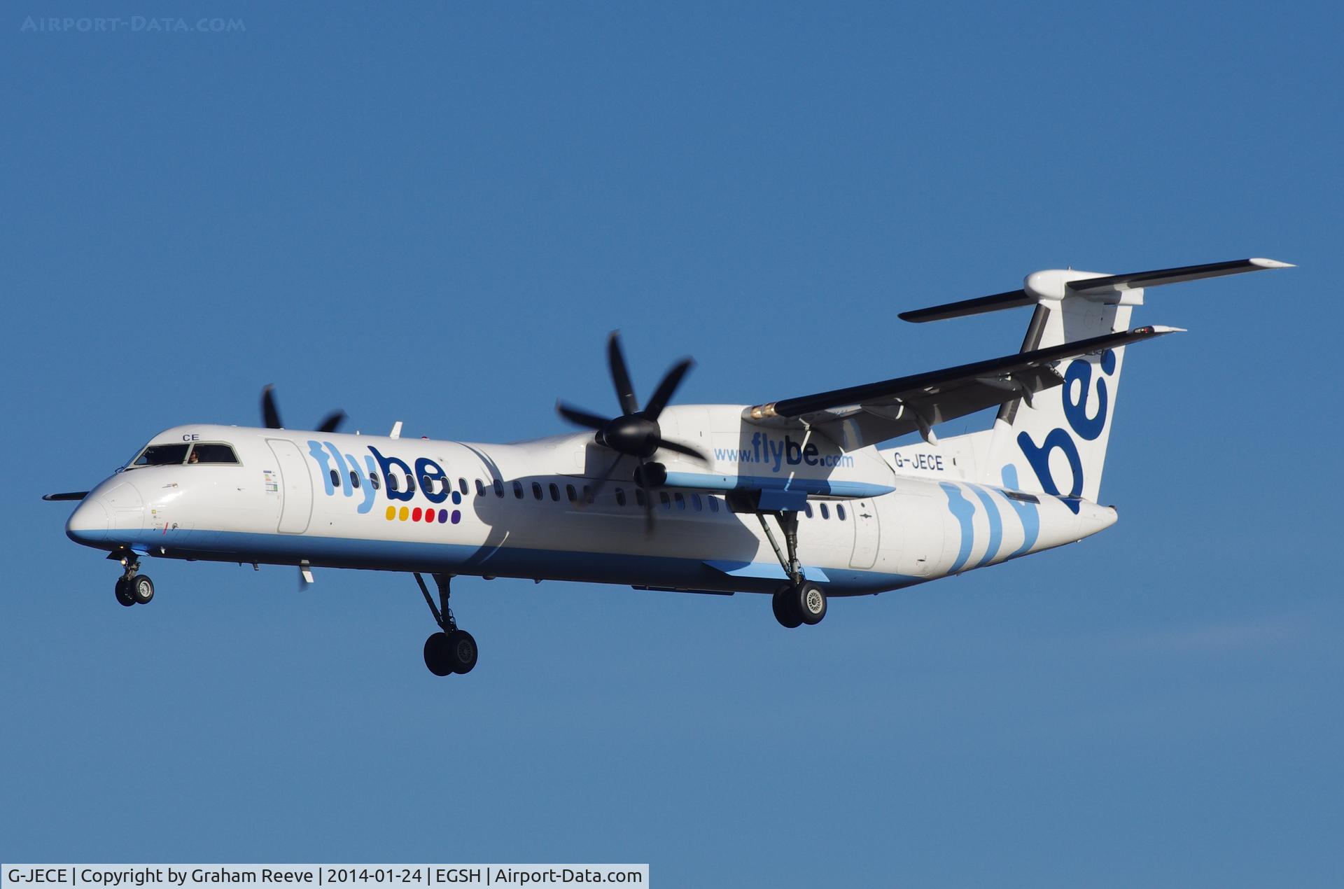G-JECE, 2004 De Havilland Canada DHC-8-402Q Dash 8 C/N 4094, About to land on runway 27.