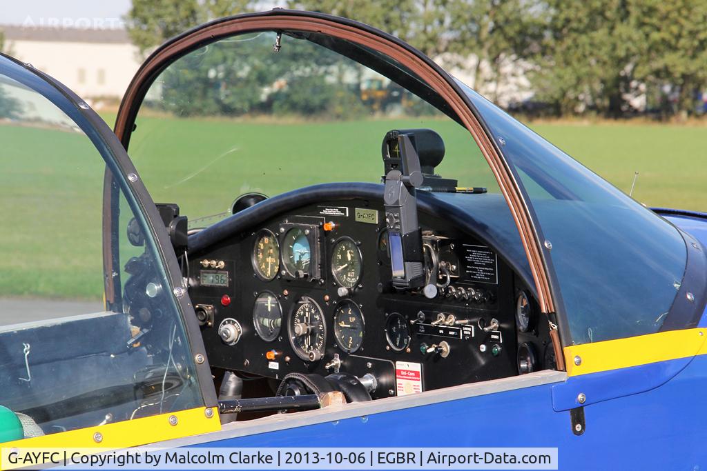 G-AYFC, 1970 Rollason Druine D-62B Condor C/N RAE/644, Rollason D.62B Condor at The Real Aeroplane Club's Pre-Hibernation Fly-In, Breighton Airfield, October 2013.