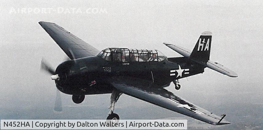 N452HA, 1945 Grumman TBM-3W2 Avenger C/N 2469, Flying over western NC - early 1990s