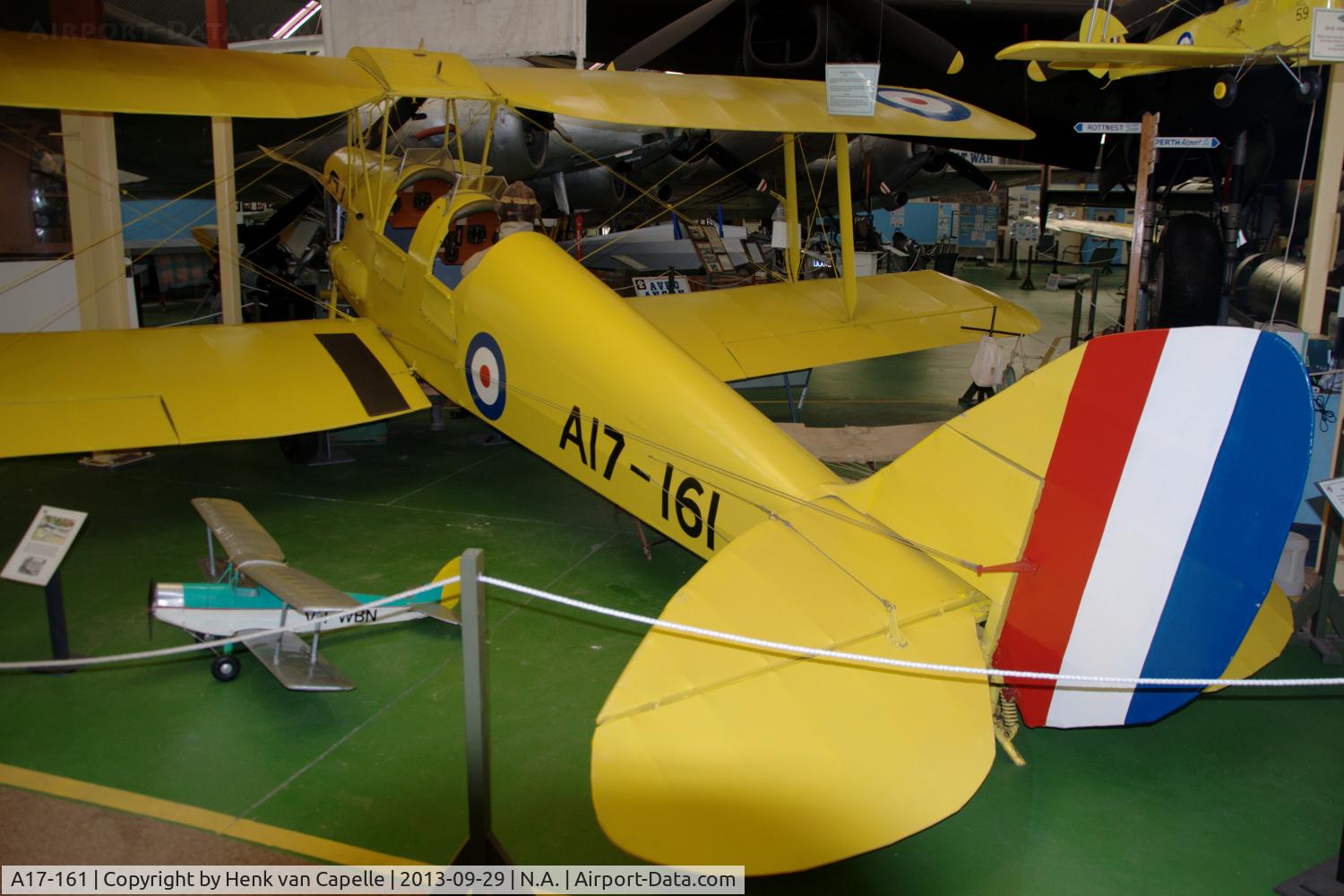 A17-161, De Havilland Australia DH-82A Tiger Moth C/N DHA162, Tiger Moth trainer of the RAAF in the RAAFA Aviation Heritage Museum in Bull Creek, Perth, Western Australia.