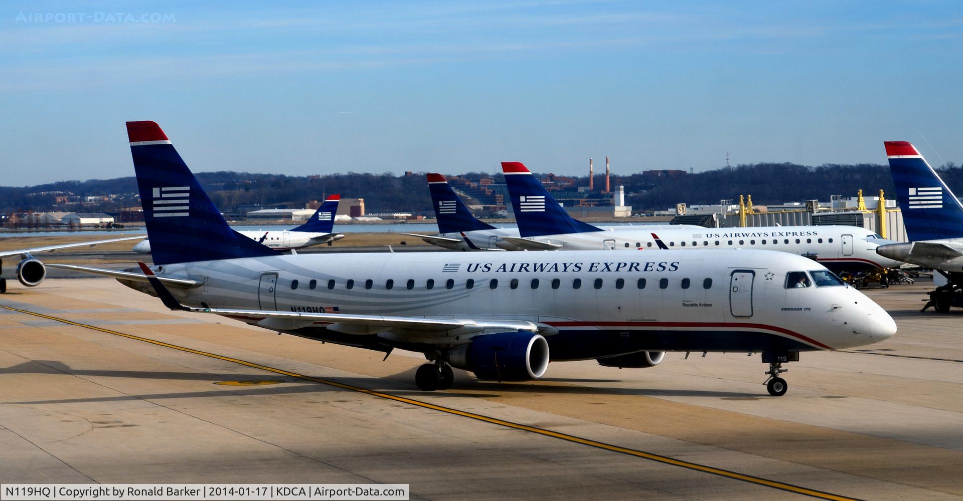 N119HQ, 2007 Embraer 175LR (ERJ-170-200LR) C/N 17000190, Taxi to gate National