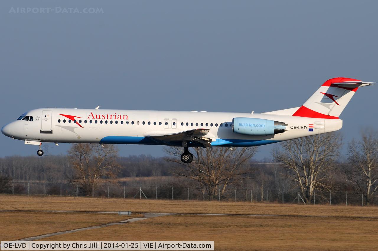 OE-LVD, 1994 Fokker 100 (F-28-0100) C/N 11515, Austrian Airlines