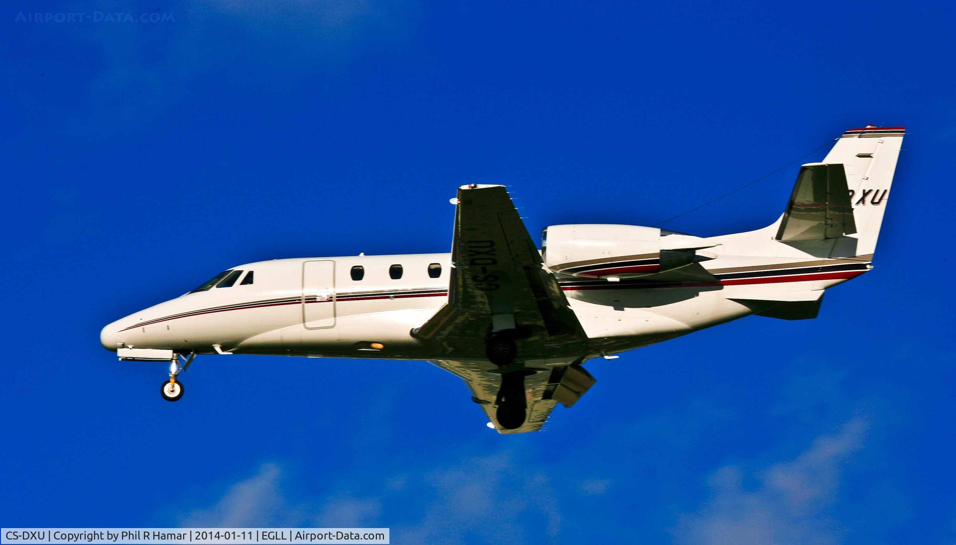 CS-DXU, 2008 Cessna 560 Citation Excel C/N 560-5775, Cessna Citation XL, (CS-DXU) c/n 560-5775. on approach to land on 27L Heathrow. © PhilRHamar