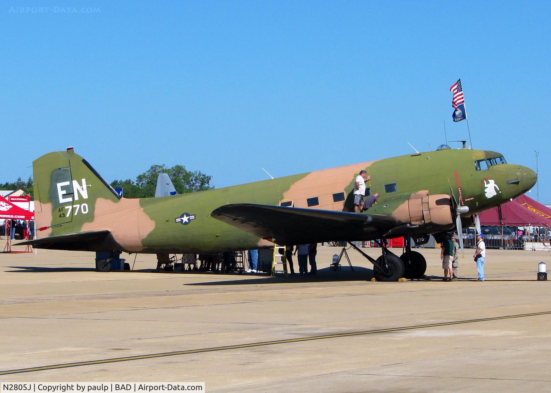 N2805J, 1944 Douglas DC3C-R-1830-90C C/N 20835, At Barksdale Air Force Base.