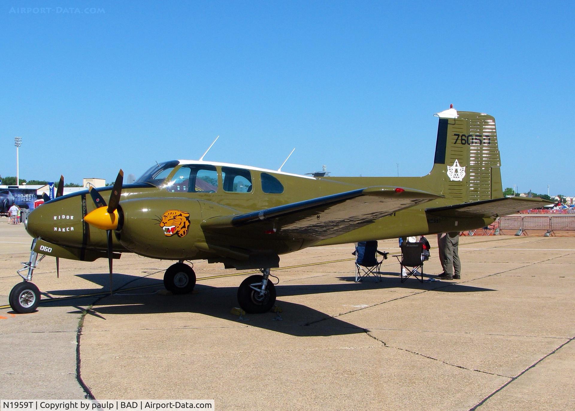 N1959T, 1959 Beech D50B Twin Bonanza C/N DH-209, At Barksdale Air Force Base.