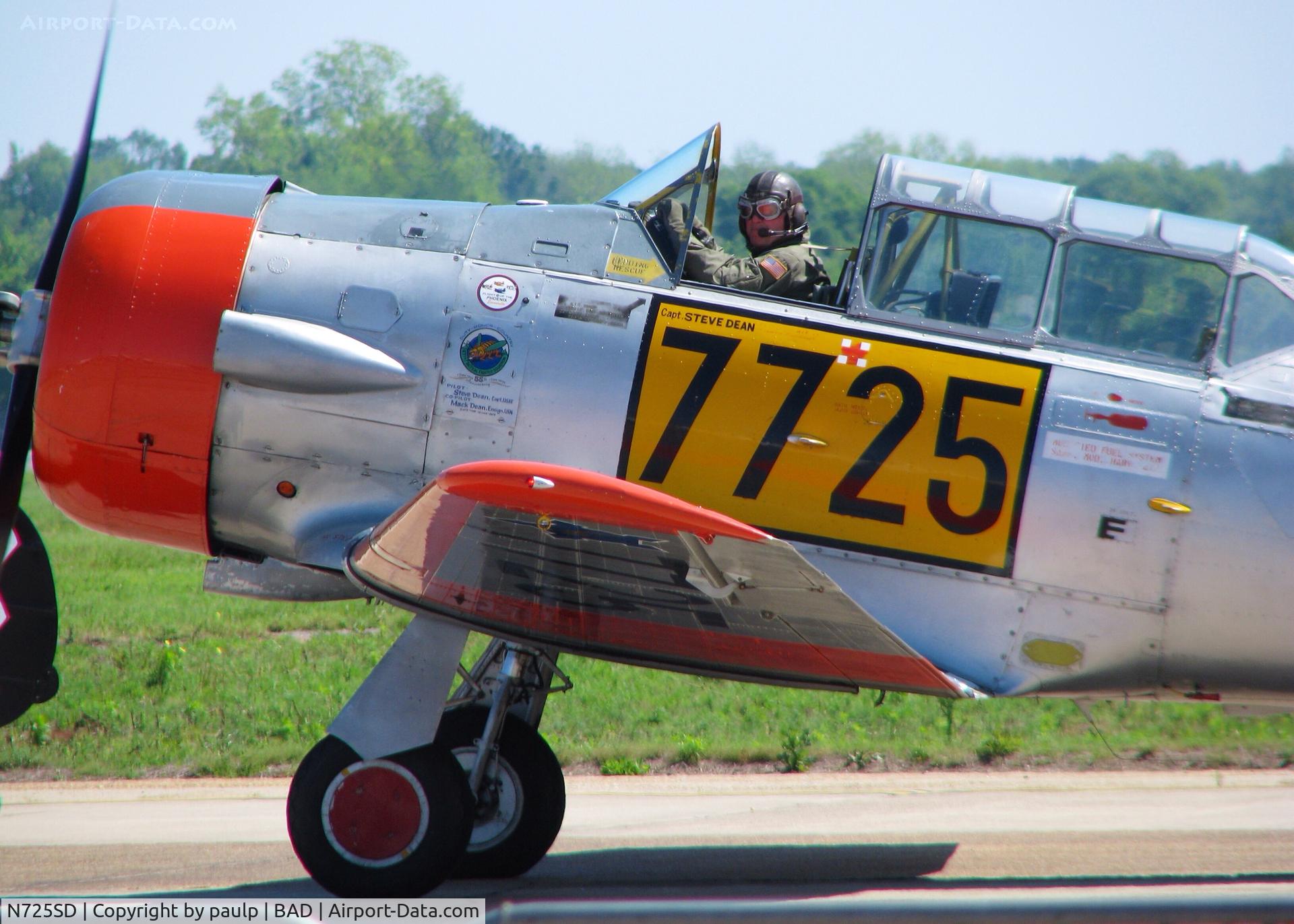 N725SD, 1953 North American T-6G Texan C/N SA-070, At Barksdale Air Force Base.