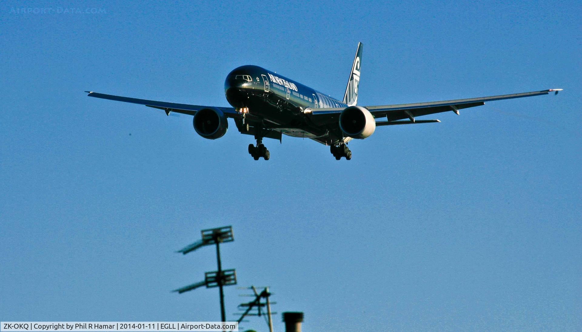 ZK-OKQ, 2011 Boeing 777-306/ER C/N 40689, Air New Zealand, 2011 Boeing 777-319ER, (ZK-OKQ) c/n 40689/984, on approach to land on 27L Heathrow. © PhilRHamar