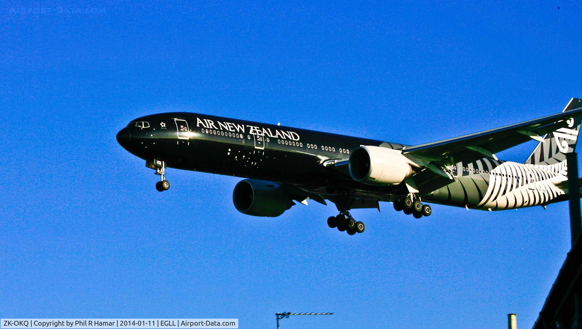 ZK-OKQ, 2011 Boeing 777-306/ER C/N 40689, Air New Zealand, 2011 Boeing 777-319ER, (ZK-OKQ) c/n 40689/984, on approach to land on 27L Heathrow. © PhilRHamar
