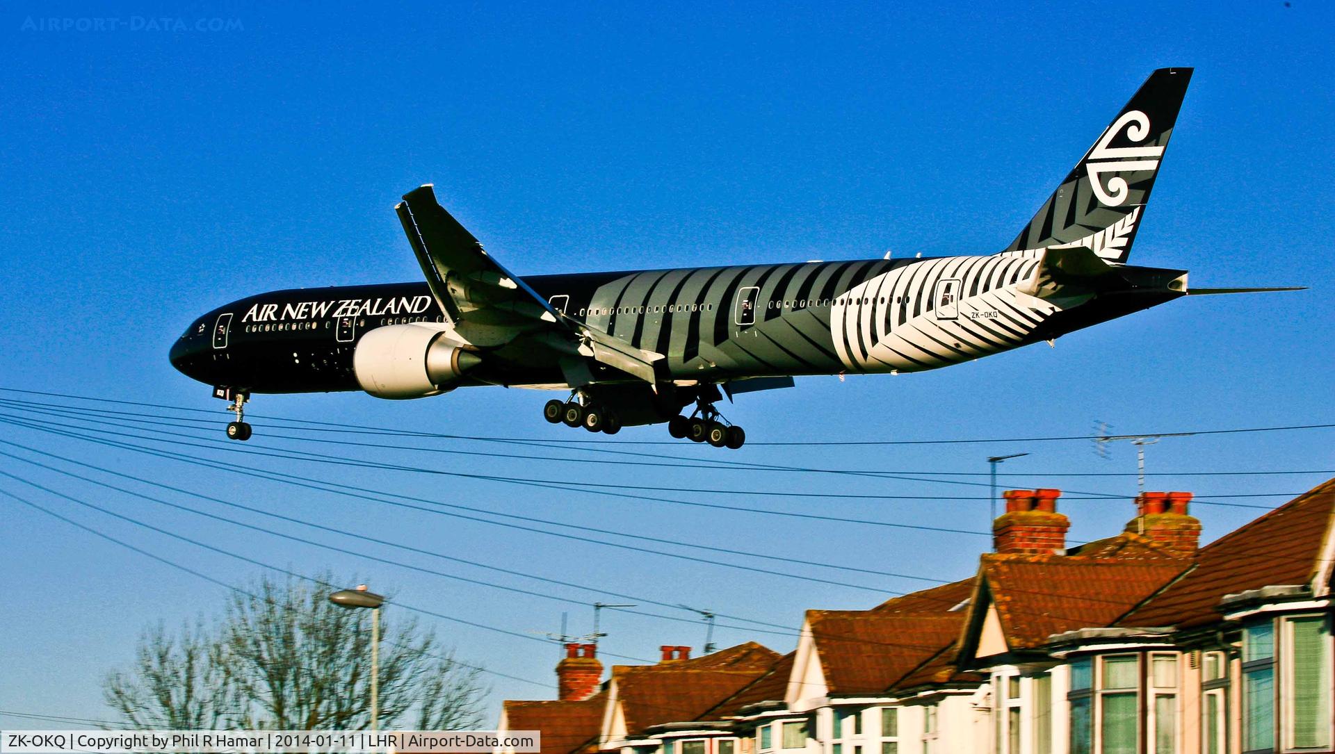 ZK-OKQ, 2011 Boeing 777-306/ER C/N 40689, Air New Zealand, 2011 Boeing 777-319ER, (ZK-OKQ) c/n 40689/984, on approach to land on 27L Heathrow. © PhilRHamar