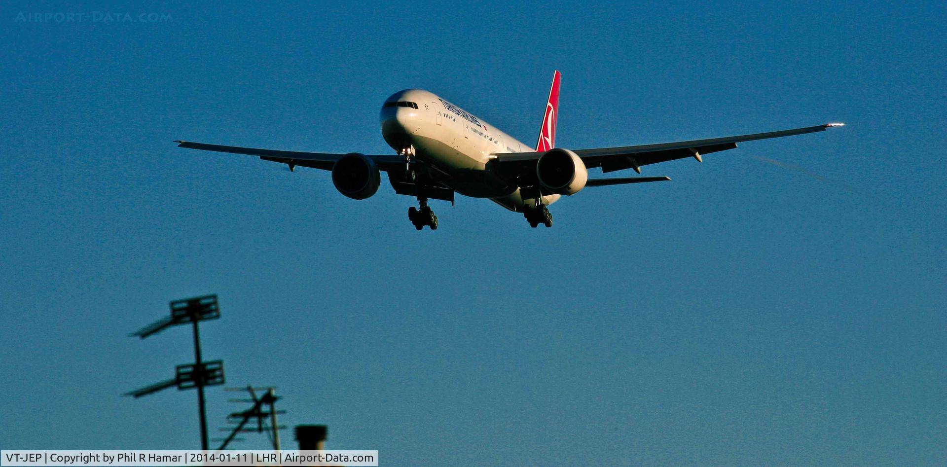 VT-JEP, 2007 Boeing 777-300/ER C/N 35158, Turkish Airlines, (VT-JEP) Boeing 777-300ER, c/n VT-JEP, on approach to land on 27L Heathrow. © PhilRHamar