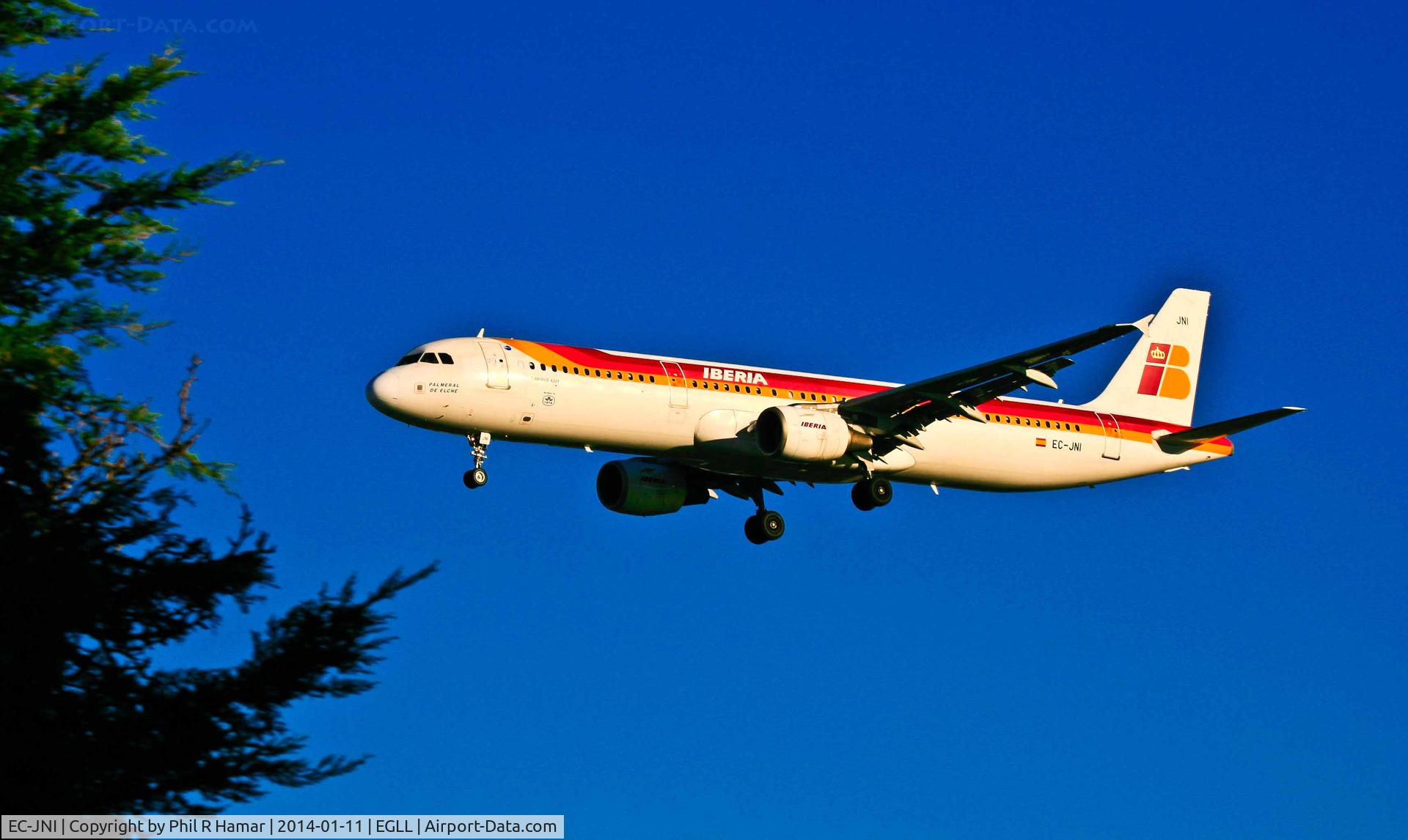 EC-JNI, 2004 Airbus A321-211 C/N 2270, Iberia Airlines, (EC-JNI) 2004 Airbus A321-211, c/n 2270, on approach to land on 27L Heathrow. © PhilRHamar
