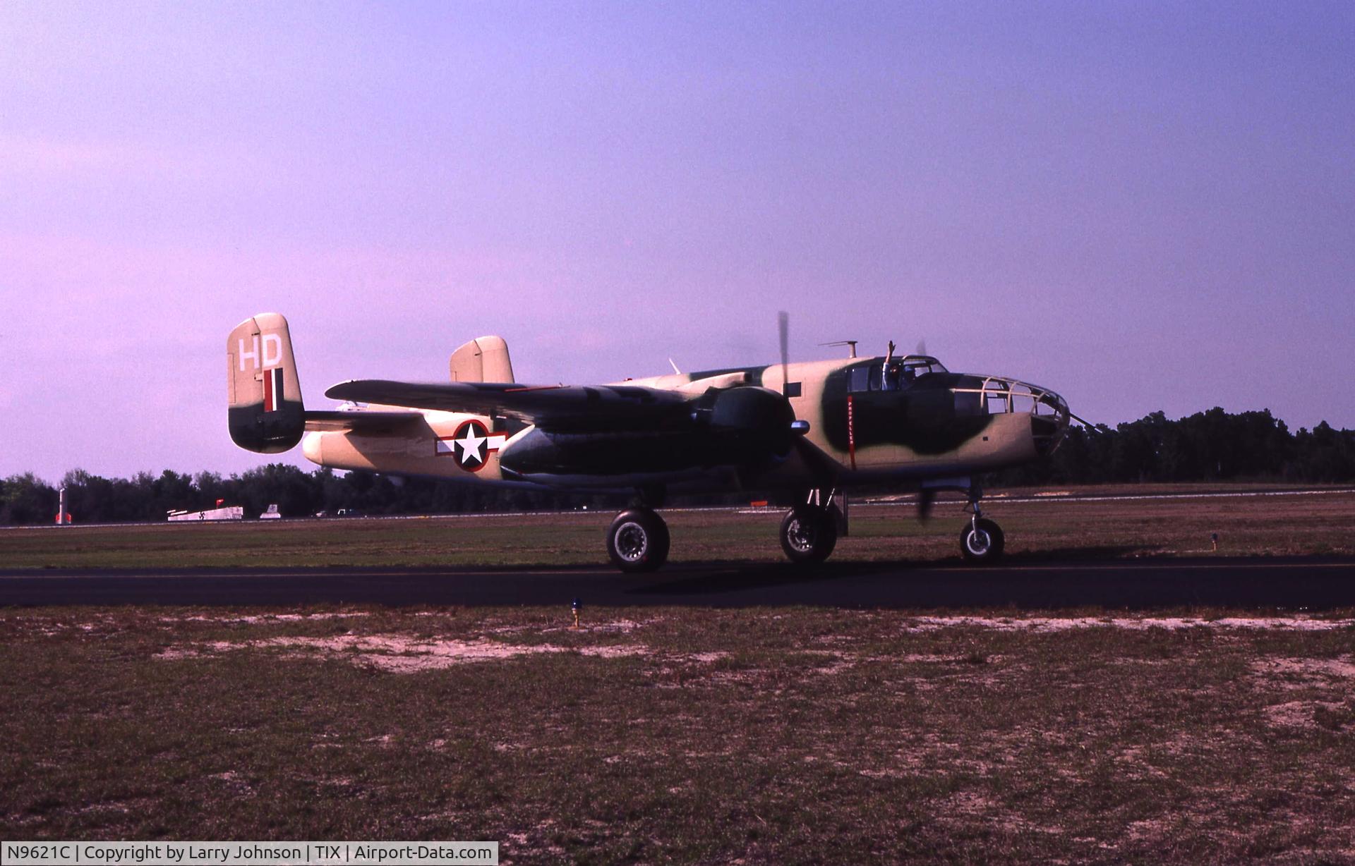 N9621C, 1945 North American B-25J Mitchell Mitchell C/N 108-47562, Owned by the late Harry Doan.  I shot this in March of 1987.