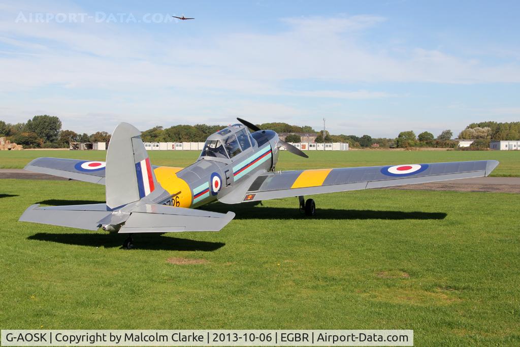 G-AOSK, 1950 De Havilland DHC-1 Chipmunk 22A C/N C1/0178, De Havilland DHC-1 Chipmunk 22A at The Real Aeroplane Club's Pre-Hibernation Fly-In, Breighton Airfield, October 2013.