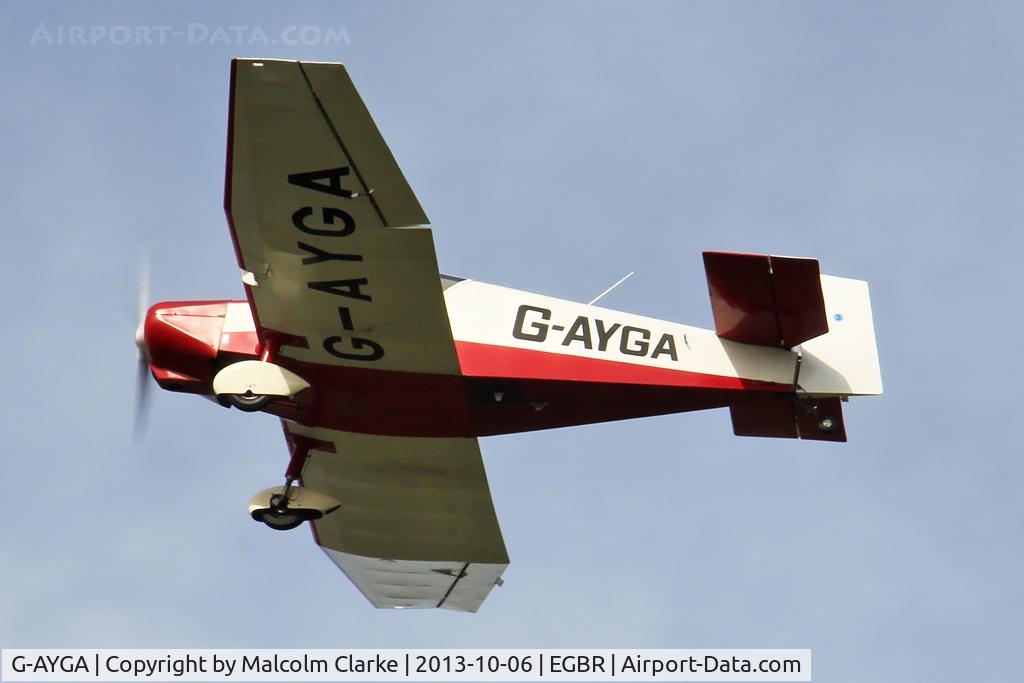 G-AYGA, 1956 SAN Jodel D-117 C/N 436, Jodel D-117 at The Real Aeroplane Club's Pre-Hibernation Fly-In, Breighton Airfield, October 2013.