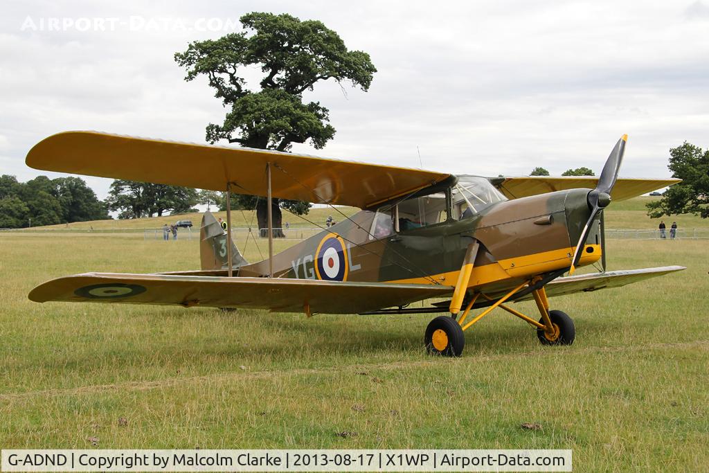 G-ADND, 1936 De Havilland DH.87B Hornet Moth C/N 8097, De Havilland DH-87B Hornet Moth at The De Havilland Moth Club's 28th International Moth Rally at Woburn Abbey. August 2013.