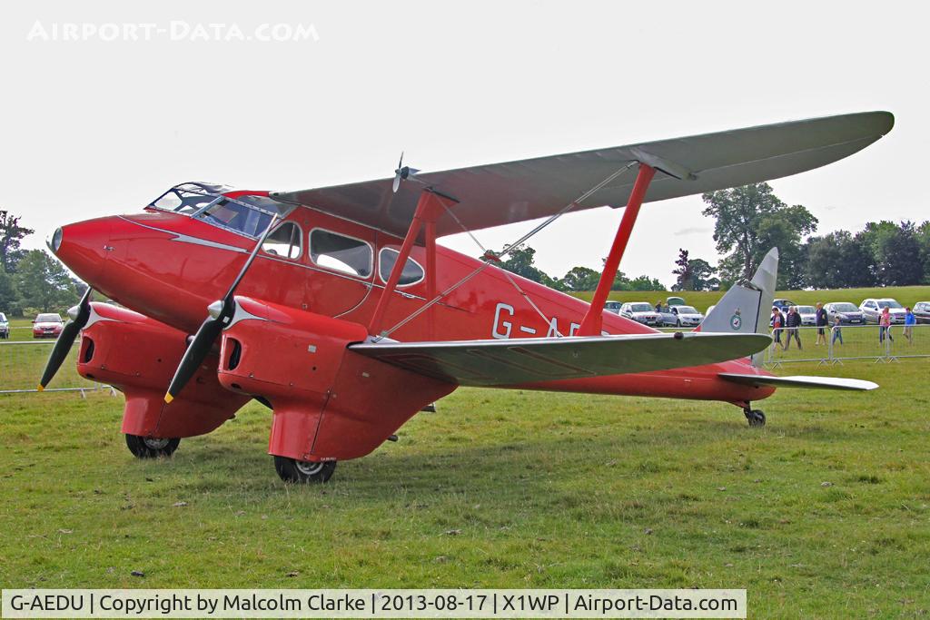 G-AEDU, 1937 De Havilland DH-90A Dragonfly C/N 7526, De Havilland DH-90 Dragonfly at The De Havilland Moth Club's 28th International Moth Rally at Woburn Abbey. August 2013.