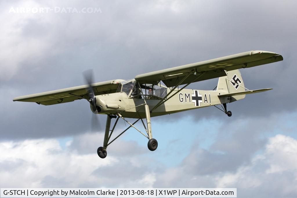 G-STCH, 1942 Fieseler Fi-156A-1 Storch C/N 2088, Fieseler Fi-156A-1 Storch at The De Havilland Moth Club's 28th International Moth Rally at Woburn Abbey. August 2013.