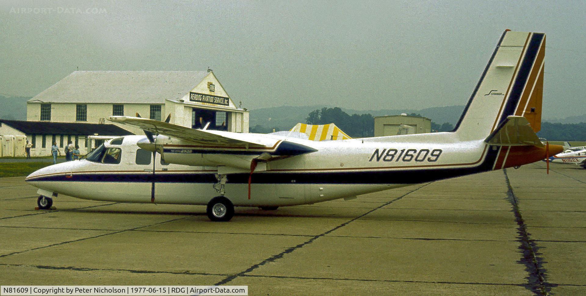 N81609, 1977 Rockwell International 690B C/N 11387, Turbo Commander 690B on display at the 1977 Reading Airshow.