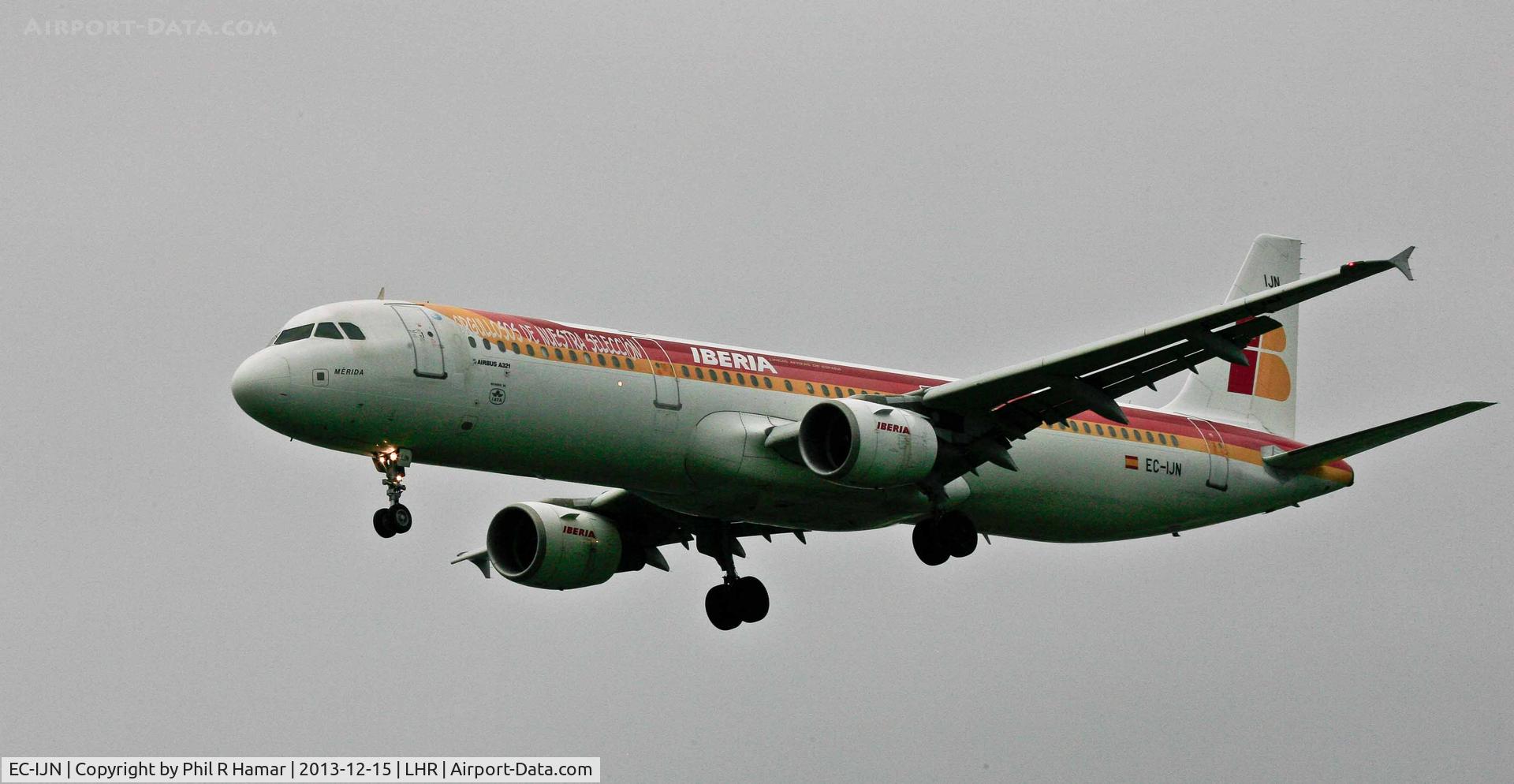 EC-IJN, 2002 Airbus A321-211 C/N 1836, Iberia Airways, (EC-IJN) 2002 Airbus A321-211, c/n 1836, on approach to land on 27L Heathrow. © PhilRHamar