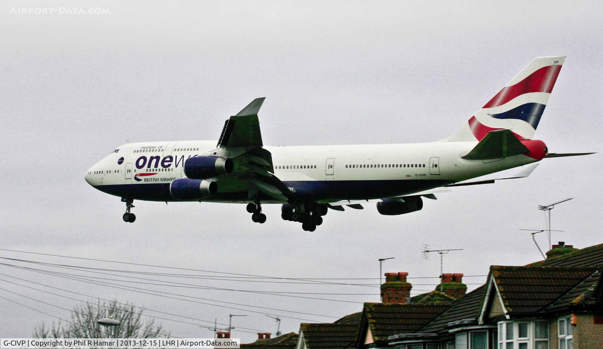 G-CIVP, 1998 Boeing 747-436 C/N 28850, ONEWorld British Airways, (G-CIVP) 1998 Boeing 747-436, c/n 28850/1144, on approach to land on 27L Heathrow. © PhilRHamar