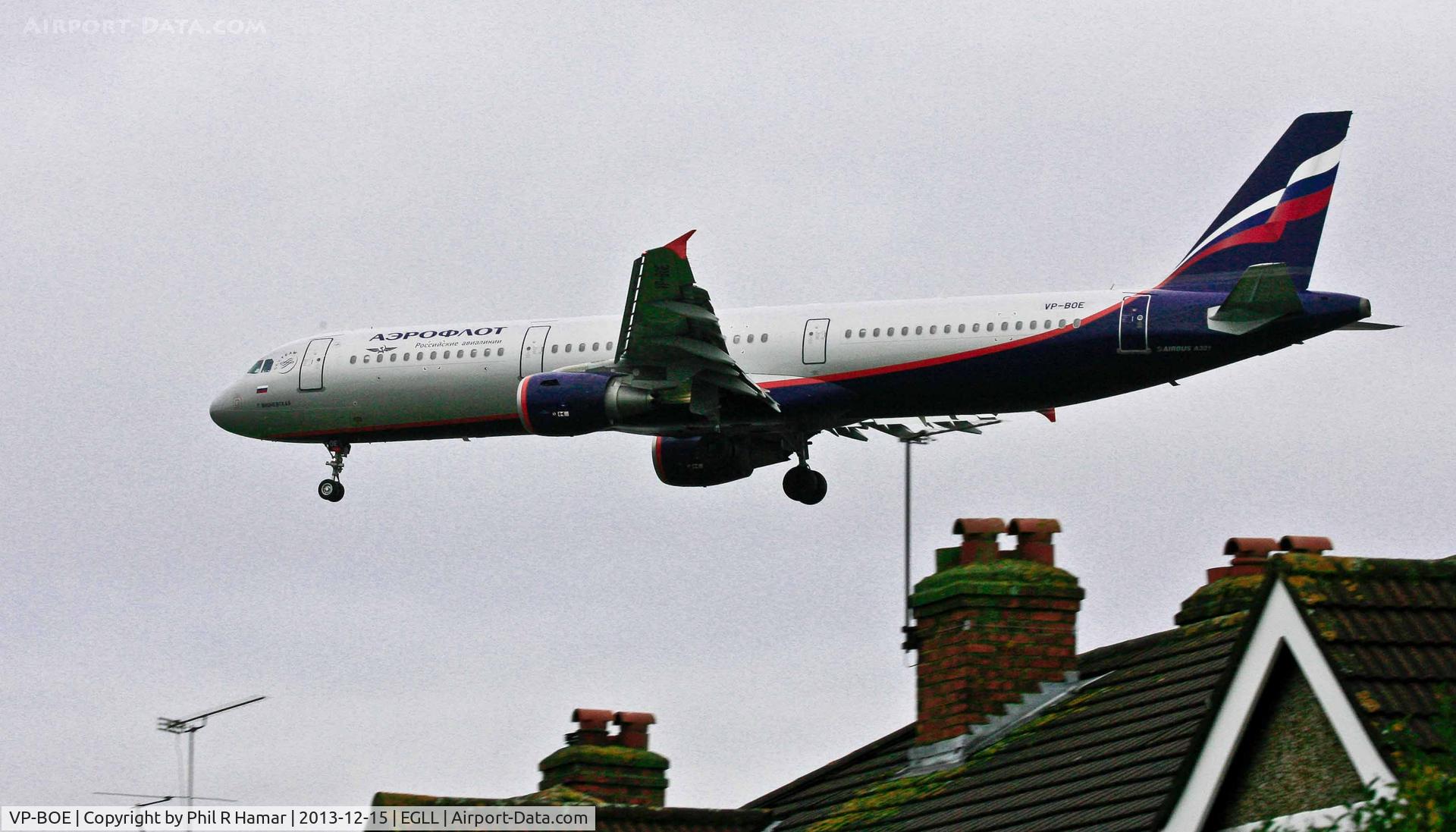 VP-BOE, 2013 Airbus A321-211 C/N 5755, Aeroflot – Russian Airlines, (VP-BOE) (G. VISHNEVSKAYA), 2013 Airbus A321-211, c/n: 5755, on approach to land on 27L Heathrow. © PhilRHamar