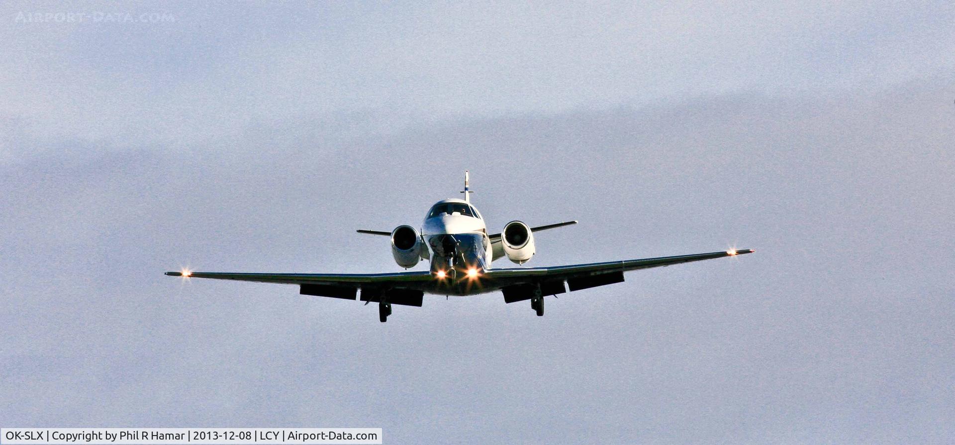 OK-SLX, 2002 Cessna 560XL Citation Excel C/N 560-5243, 2002 Cessna 560XL Citation Excel, (OK-SLX) c/n: 560-5243, on approach to land on 27 (LCY). © PhilRHamar