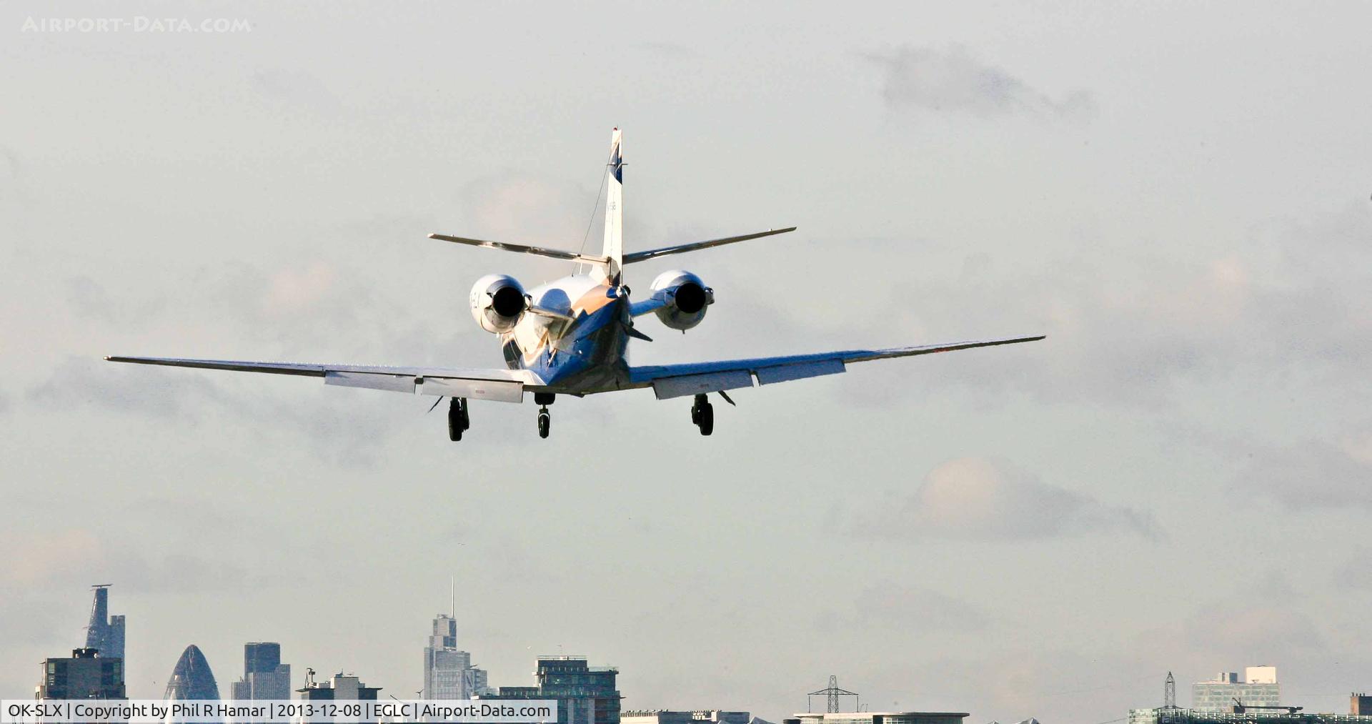 OK-SLX, 2002 Cessna 560XL Citation Excel C/N 560-5243, 2002 Cessna 560XL Citation Excel, (OK-SLX) c/n: 560-5243, on approach to land on 27 (LCY). © PhilRHamar