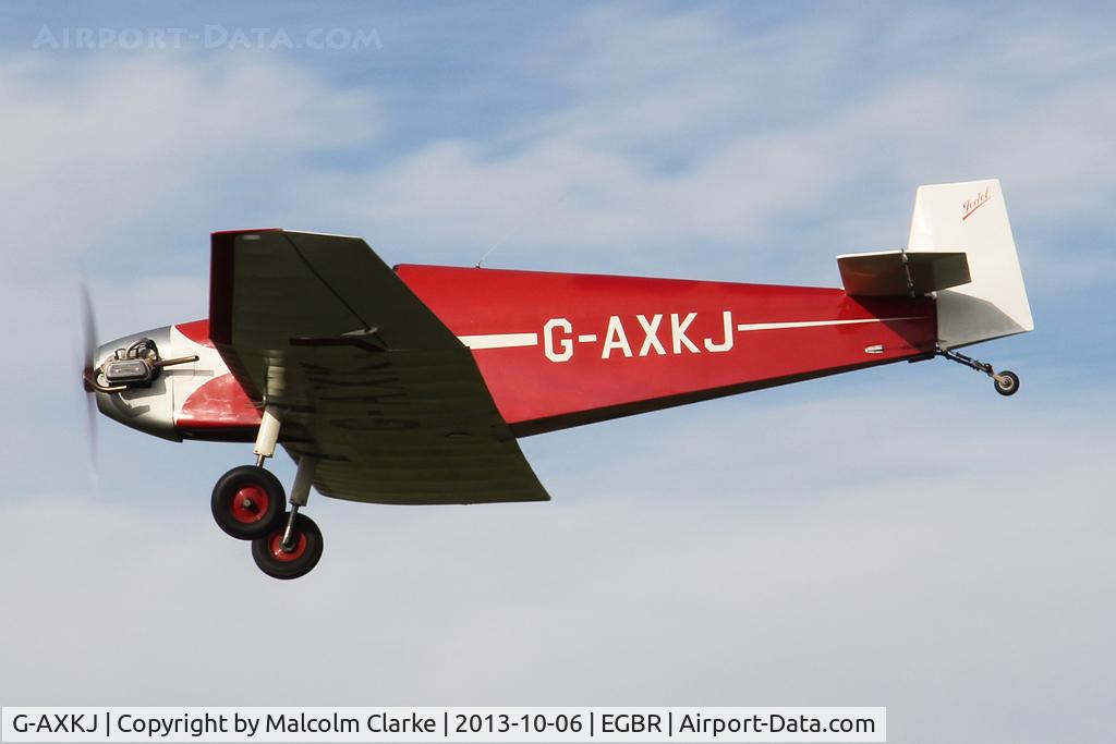 G-AXKJ, 1970 Jodel D-9 Bebe C/N PFA 941, Jodel D-9 Bebe at The Real Aeroplane Club's Pre-Hibernation Fly-In, Breighton Airfield, October 2013.